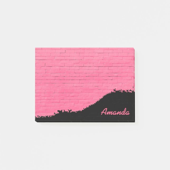 Personalised Pink Brick Pattern Post-it Notes (Front)