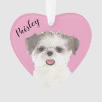 Personalised Pink Brown and White Shih Tzu