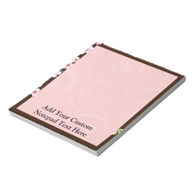 Personalised Pink/Brown Dogwood Blossom Notepad (Rotated)