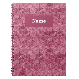 Personalised pink bubble wrap pattern spiral notebook