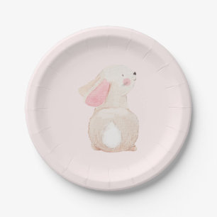 Personalised Pink Bunny First Birthday Paper Plate