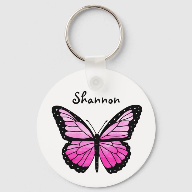Personalised Pink Butterfly  Key Ring (Front)