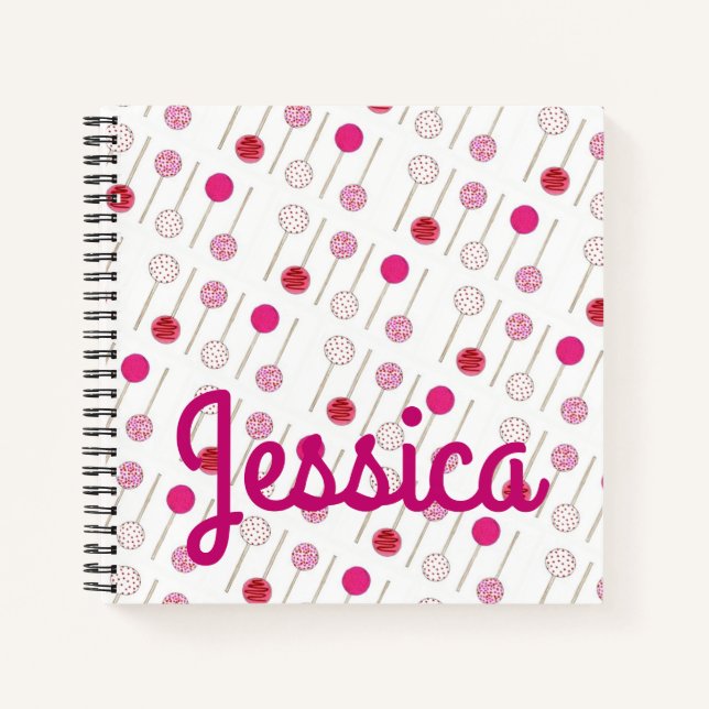 Personalised Pink Cake Pops Baking Dessert Sweet Notebook (Front)