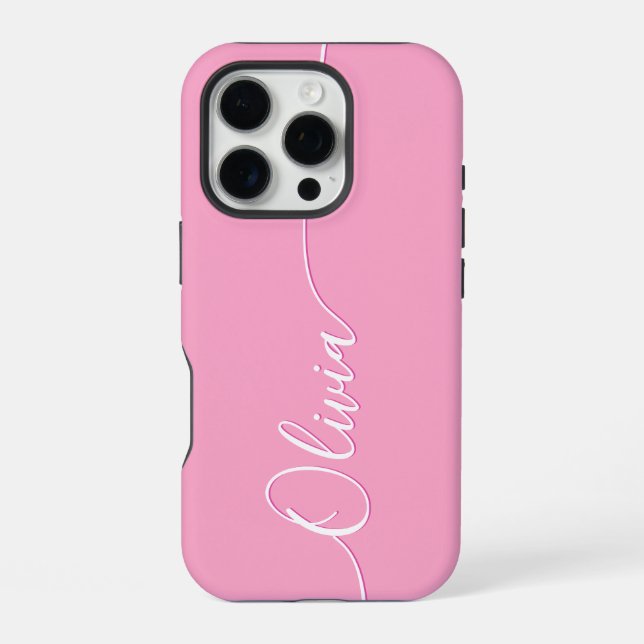 Personalised Pink Calligraphy Script Name iPhone Case (Back)