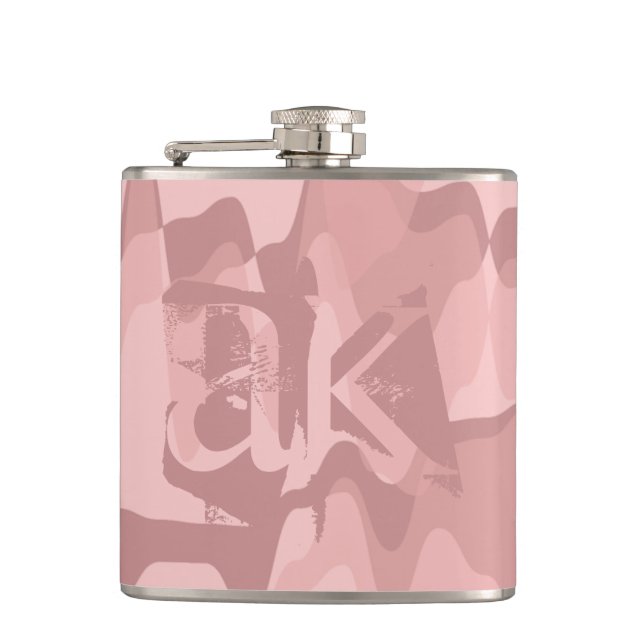 Personalised Pink Camouflage Electric Pattern Hip Flask (Front)