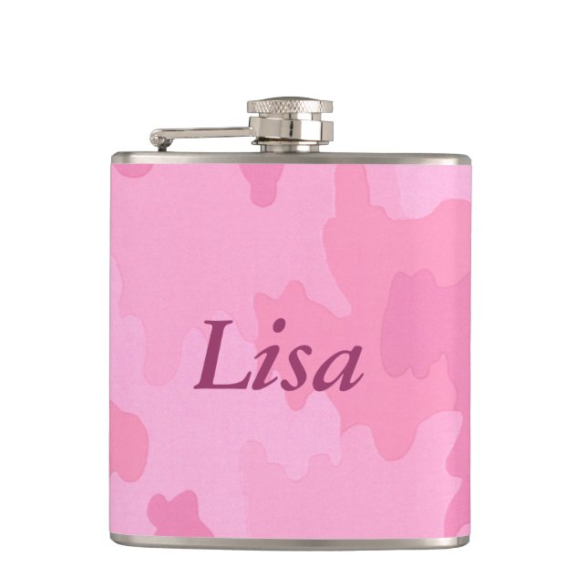 Personalised Pink Camouflage Flask (Front)