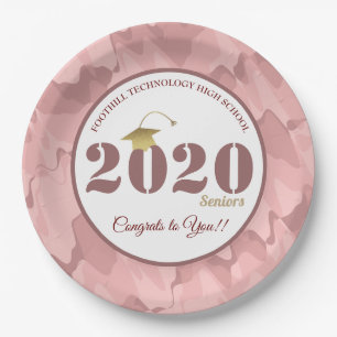 Personalised Pink Camouflage Pattern Graduation Paper Plate