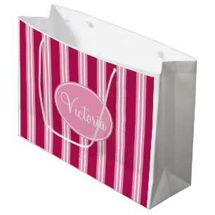 Personalised Pink Candy Stripe Gift Bag