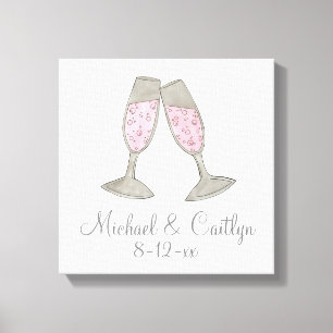 Personalised Pink Champagne Wedding Gift Wall Art