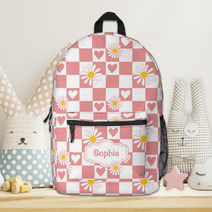 Personalised Pink Chequered Backpack