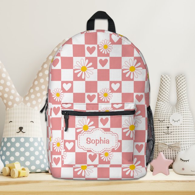 Personalised Pink Chequered Backpack (Creator Uploaded)