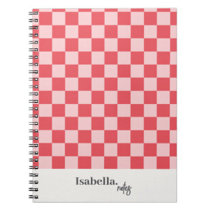 Personalised Pink Chequered Notes Notebook