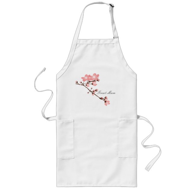 Personalised Pink Cherry Blossom Long Apron (Front)