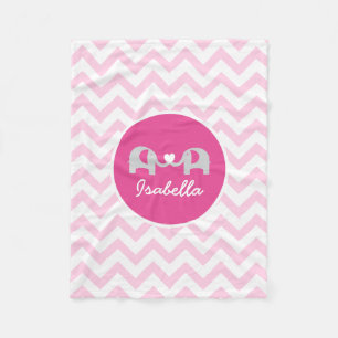 Personalised Pink Chevron Elephant Baby Blanket