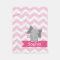 Personalised Pink Chevron Elephant Fleece Blanket