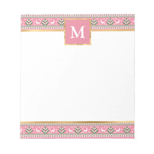 Personalised Pink Christmas Fair Isle Notepad