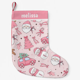 Personalised Pink Christmas Small Christmas Stocking