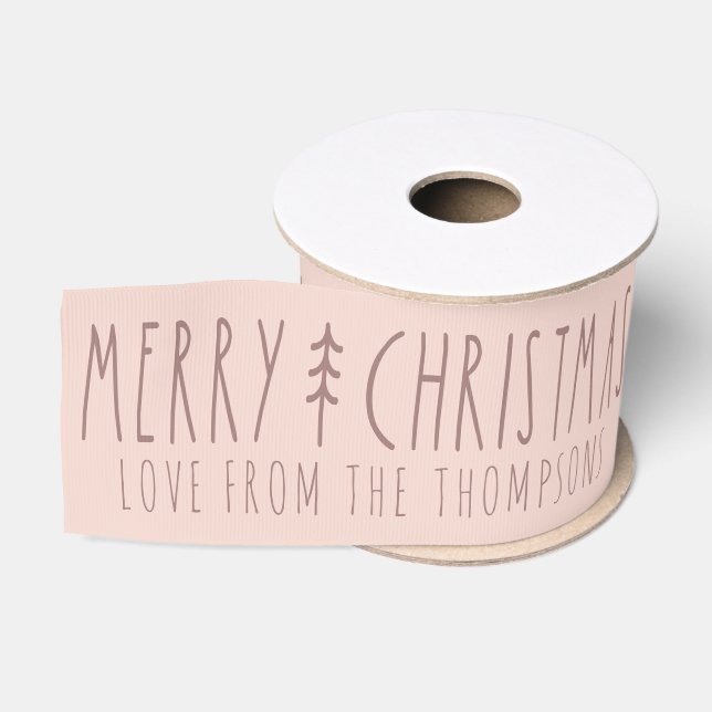 Personalised Pink Christmas Tree Gift Wrap Grosgrain Ribbon (Spool)
