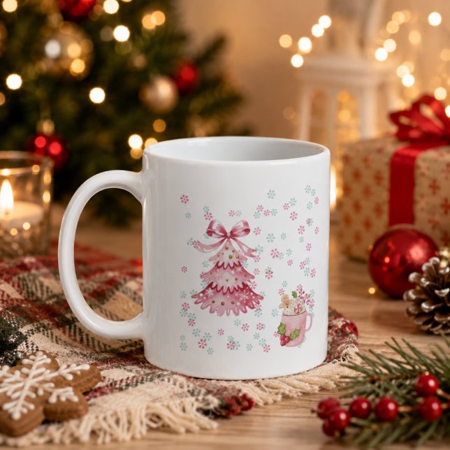 Personalised Pink Christmas Tree Mug (Creator Uploaded)