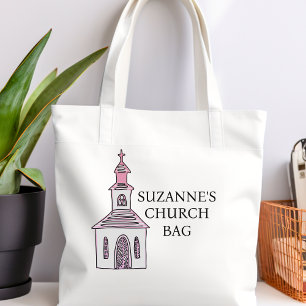 Personalised Pink Church Bag, Cross Chapel Tote Bag