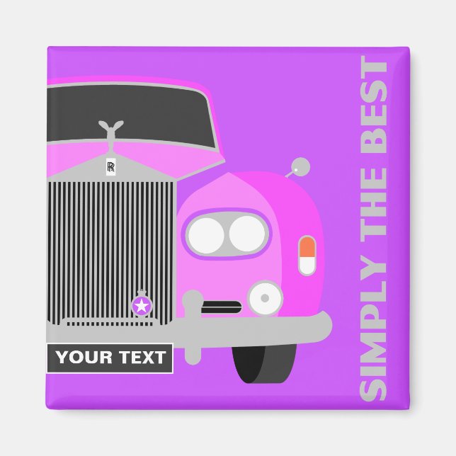 Personalised Pink classic British Limousine Car Magnet (Front)