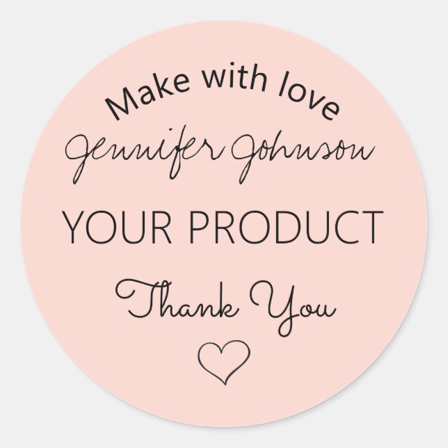 Personalised Pink Classic Round Sticker (Front)