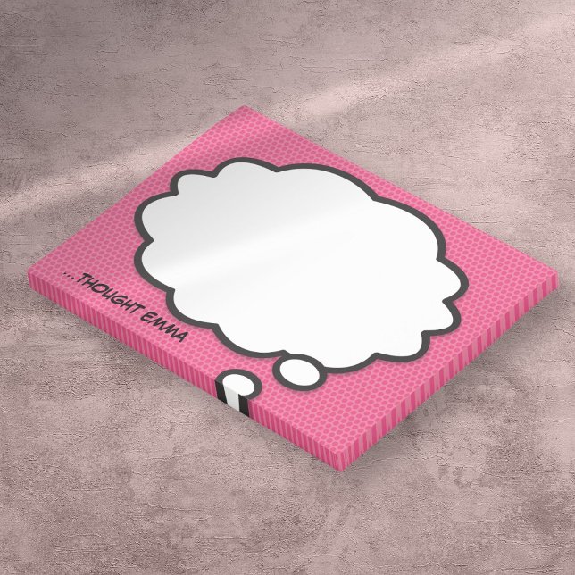 Personalised Pink Comic Book Think Bubble Post-it Notes (Personalized Pink Comic Book Think Bubble Post-it Notes)