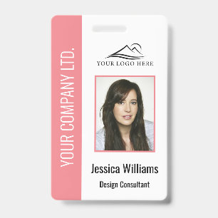 Personalised Pink Corporate Employee Security ID  Badge