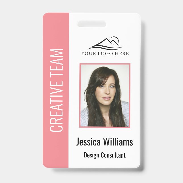 Personalised Pink Corporate Employee Security ID Badge (Front)