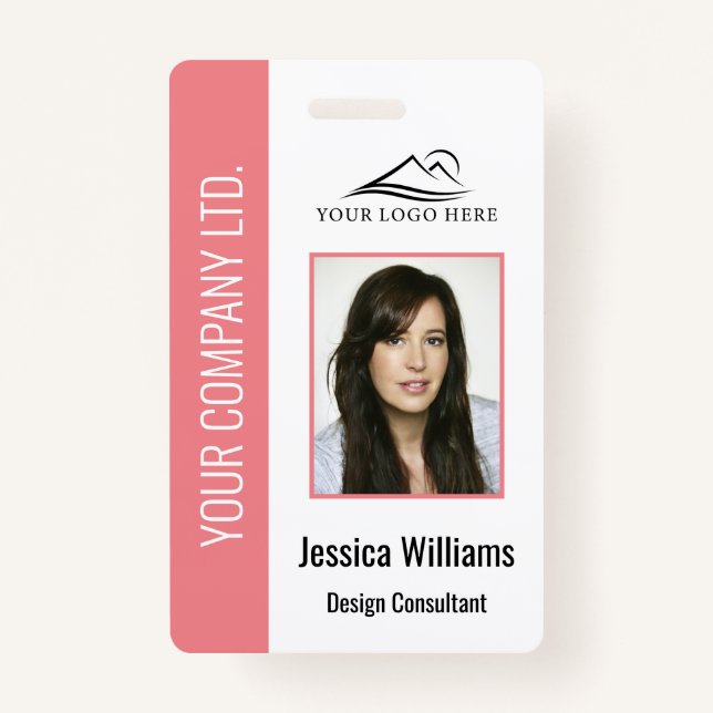 Personalised Pink Corporate Employee Security ID  ID Badge (Front)