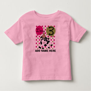 Personalised Pink Cow 3rd Birthday Tshirt