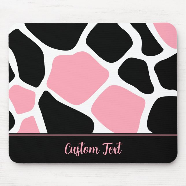 Personalised Pink Cow Animal Print  Mouse Pad (Front)