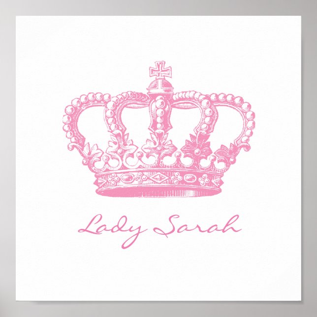 Personalised Pink Crown Poster (Front)