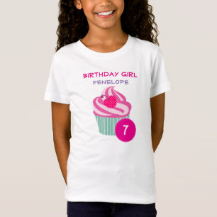 Personalised Pink Cupcake Birthday Girl T-Shirt