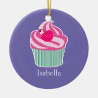 Personalised Pink Cupcake WIth Polka Dot Cherry
