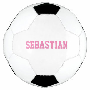 Personalised pink custom name sports team number soccer ball