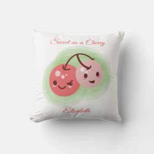 Personalised Pink Cute Pair of Cherries Cushion