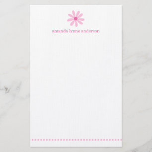 Personalised Pink Daisy Kids Stationery