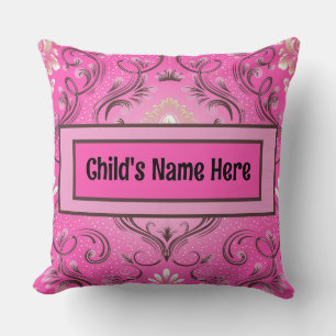 Personalised Pink Damask Throw Pillow