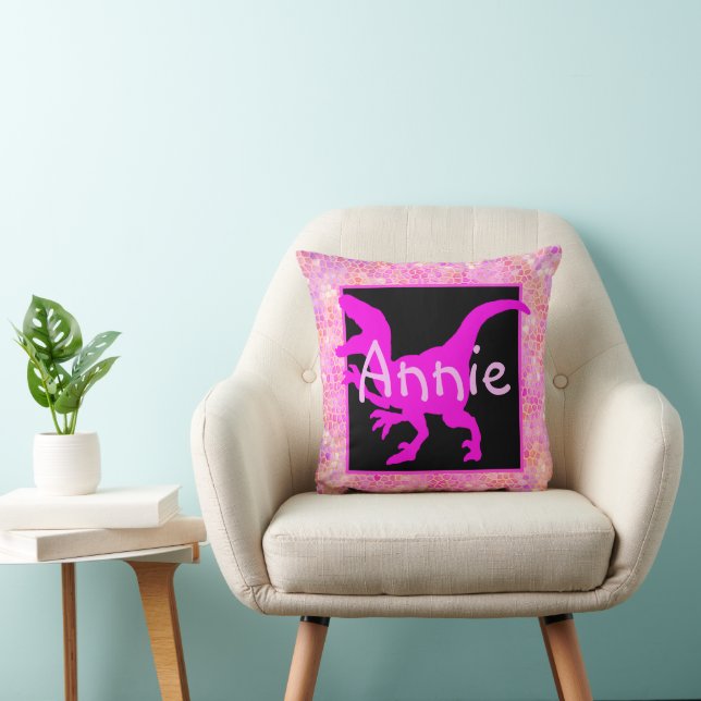 Personalised Pink Dinosaur Hide  Cushion (Chair)