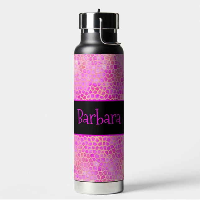 Personalised Pink Dinosaur Hide  Water Bottle (Left)