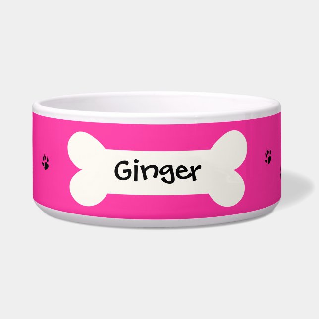 Personalised Pink Dog Bowl (Front)