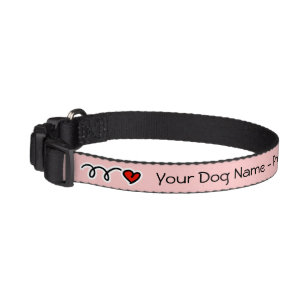 Personalised pink dog collar   cute heart and name