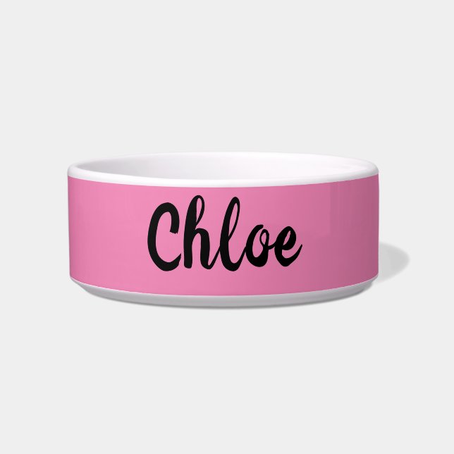 Personalised Pink Dog or Cat Bowl (Front)