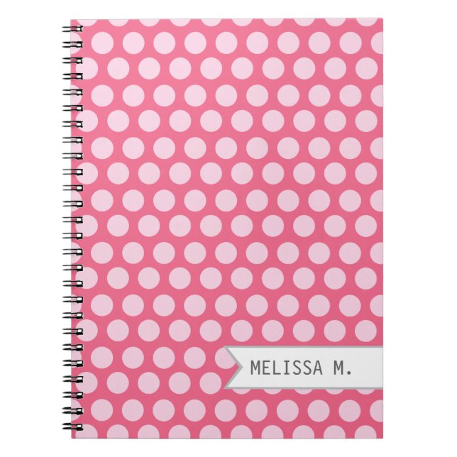 Personalised Pink Dots Spiral Notebook (Front)