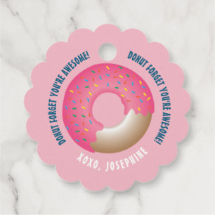 Personalised Pink Doughnut Gift Tags with a Sweet