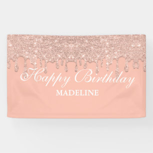 Personalised Pink Dripping Glitter Birthday Banner