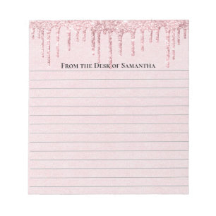 Personalised Pink Dripping Glitter Trendy Lined Notepad