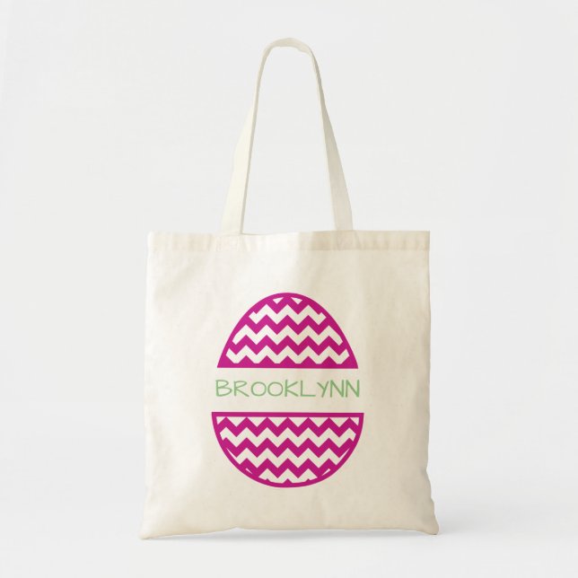 Personalised Pink Easter Egg Name Tote Bag (Front)