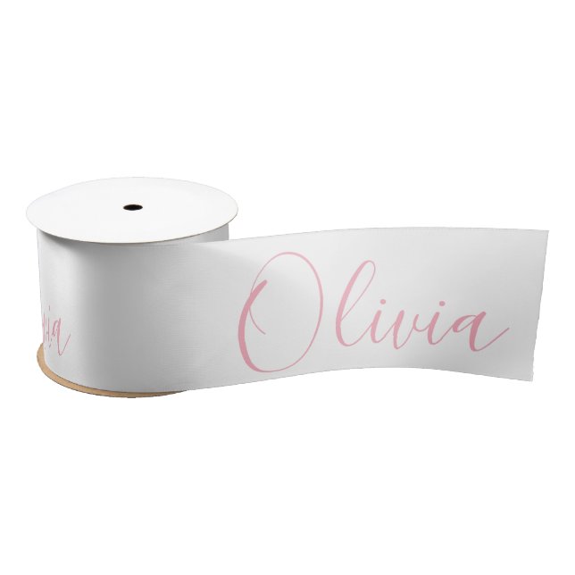 Personalised Pink Elegant Name Modern Satin Ribbon (Spool)